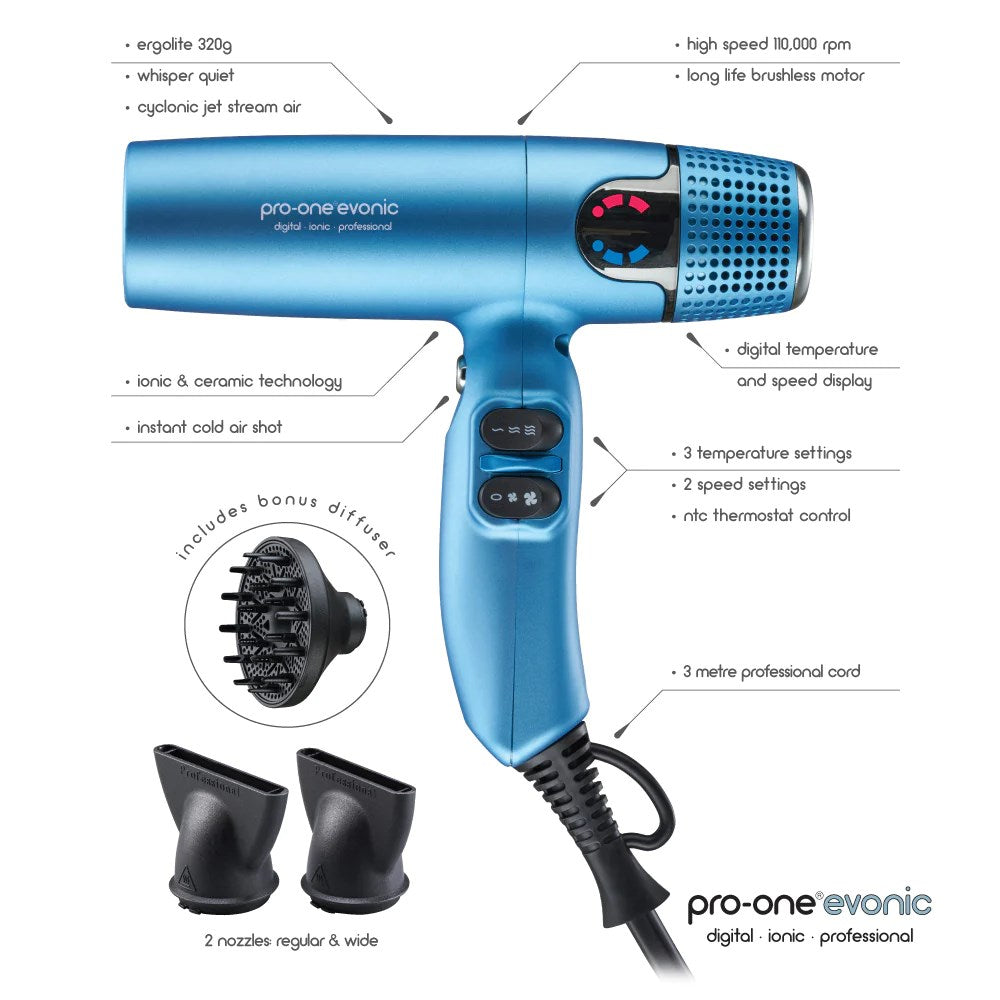 Pro One Evonic Hairdryer- Blue