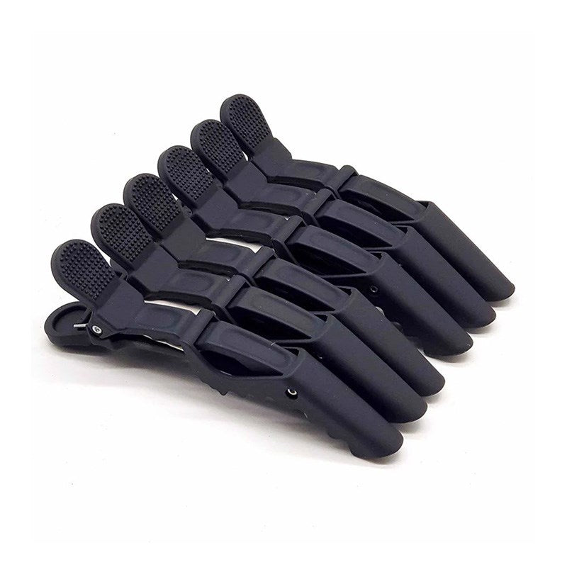 SalonOra Crocodile Clips Carbon Black 6Pcs