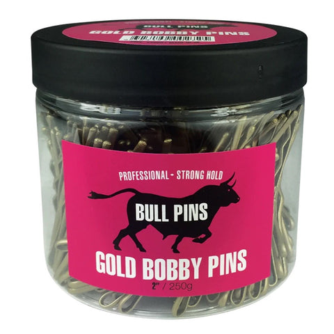 Bull Bobby Pins Strong Gold 250G Tub