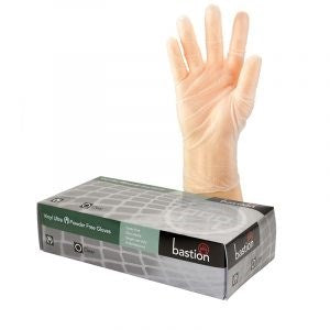 Bastion Vinyl Clear Powder Free Gloves Medium