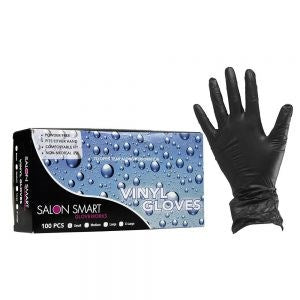 Salon Smart Vinyl Gloves Small Black 100Pcs